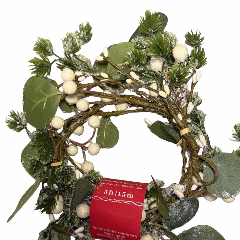 NWT | Coiled Holiday Garland | 5 feet | Green, Brown, White